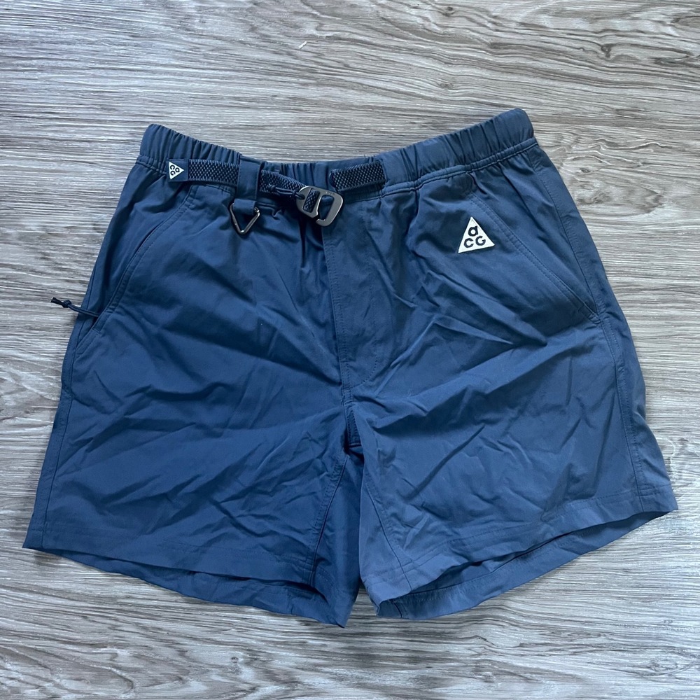 Nike ACG Hike Shorts Mens Small Navy Blue Belted Nylon FN2430-437